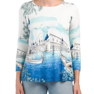Joseph A Venice Canal Italy Sweater Blouse Shirt Top Knit Travel